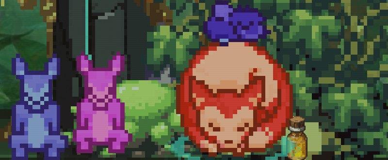 A baby Norn asleep on top of its sleeping parent.